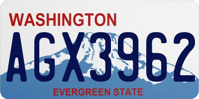 WA license plate AGX3962