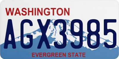 WA license plate AGX3985