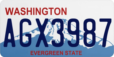 WA license plate AGX3987