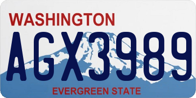 WA license plate AGX3989