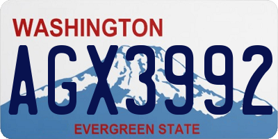 WA license plate AGX3992