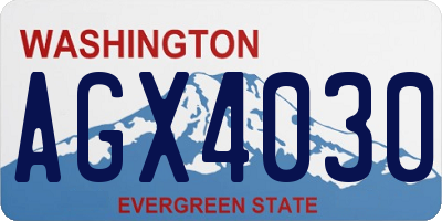 WA license plate AGX4030