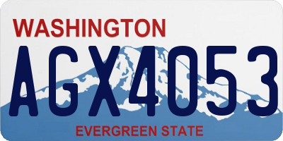 WA license plate AGX4053