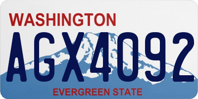 WA license plate AGX4092