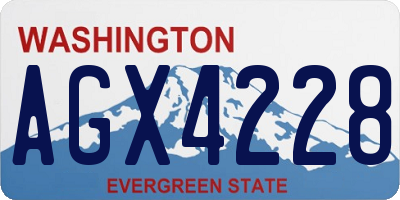 WA license plate AGX4228