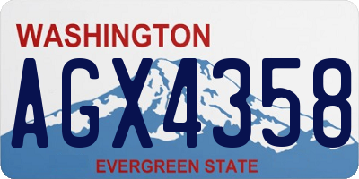 WA license plate AGX4358