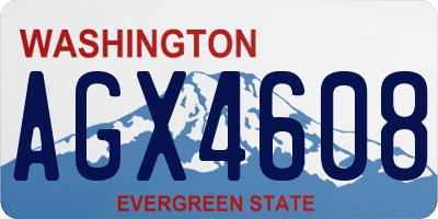 WA license plate AGX4608