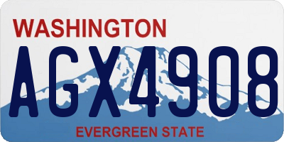 WA license plate AGX4908