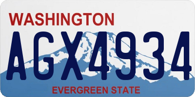 WA license plate AGX4934