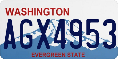 WA license plate AGX4953