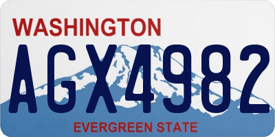 WA license plate AGX4982