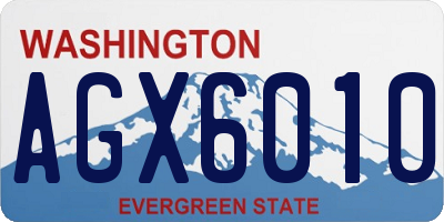 WA license plate AGX6010