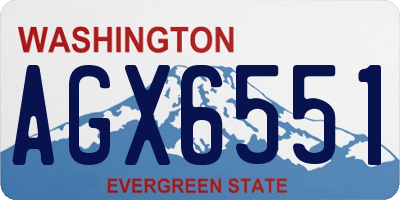 WA license plate AGX6551