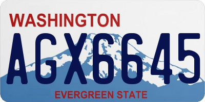 WA license plate AGX6645