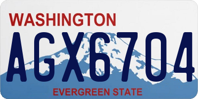 WA license plate AGX6704