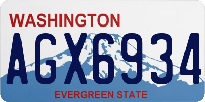 WA license plate AGX6934