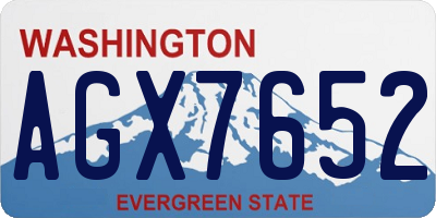 WA license plate AGX7652