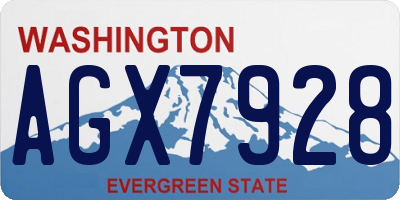 WA license plate AGX7928