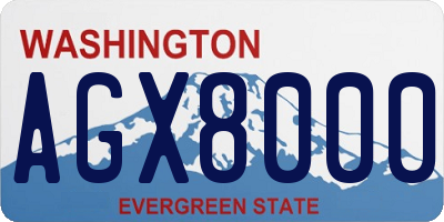 WA license plate AGX8000