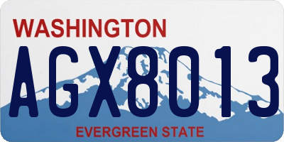 WA license plate AGX8013
