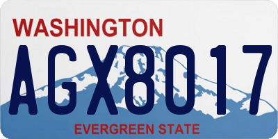 WA license plate AGX8017