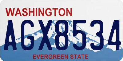 WA license plate AGX8534