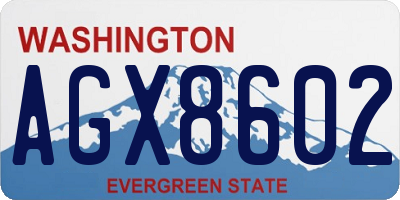 WA license plate AGX8602