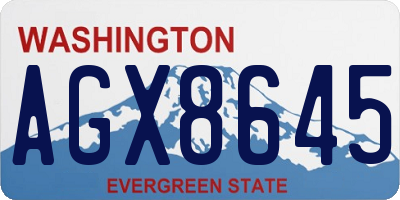 WA license plate AGX8645