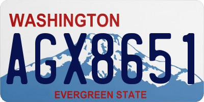 WA license plate AGX8651