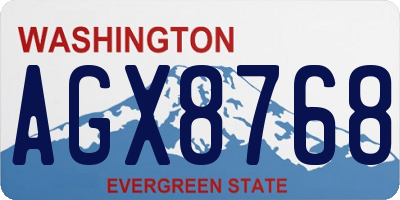 WA license plate AGX8768
