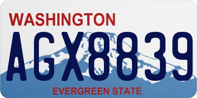 WA license plate AGX8839