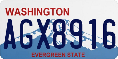 WA license plate AGX8916