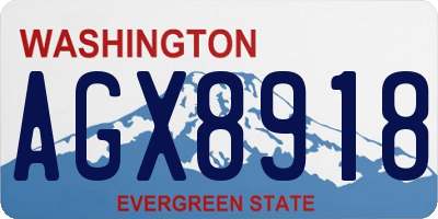 WA license plate AGX8918