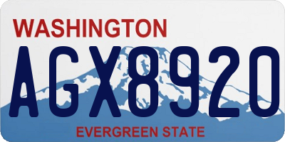 WA license plate AGX8920