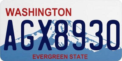 WA license plate AGX8930