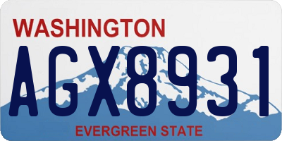 WA license plate AGX8931