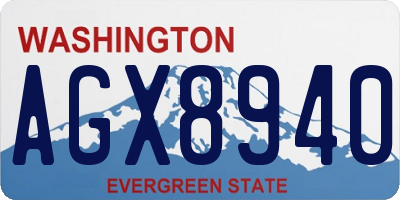WA license plate AGX8940