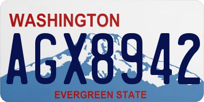 WA license plate AGX8942