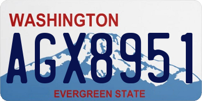 WA license plate AGX8951