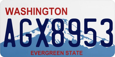 WA license plate AGX8953