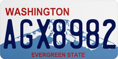 WA license plate AGX8982