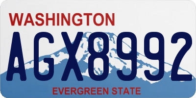 WA license plate AGX8992