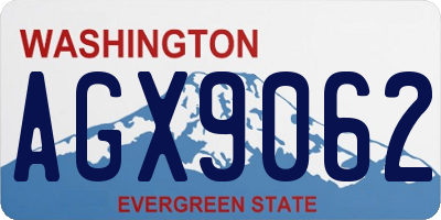 WA license plate AGX9062