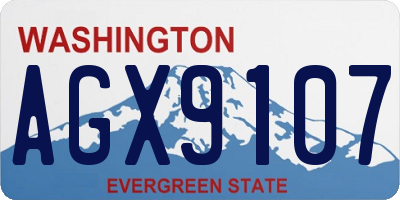 WA license plate AGX9107