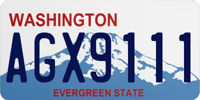 WA license plate AGX9111