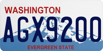WA license plate AGX9200