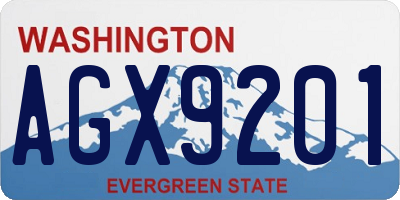 WA license plate AGX9201