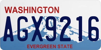 WA license plate AGX9216