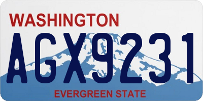 WA license plate AGX9231