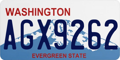 WA license plate AGX9262